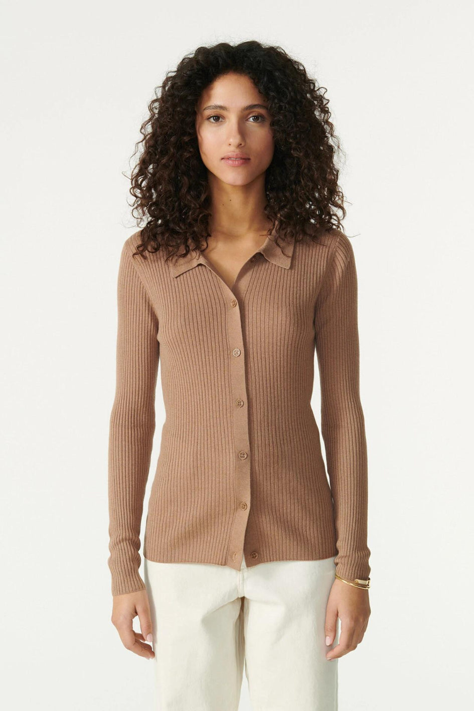 Long Sleeves Silk-Cashmere Polo
