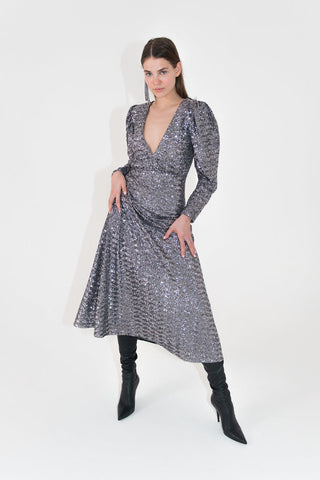 Bernadette V-Neck Sequin Midi Dress