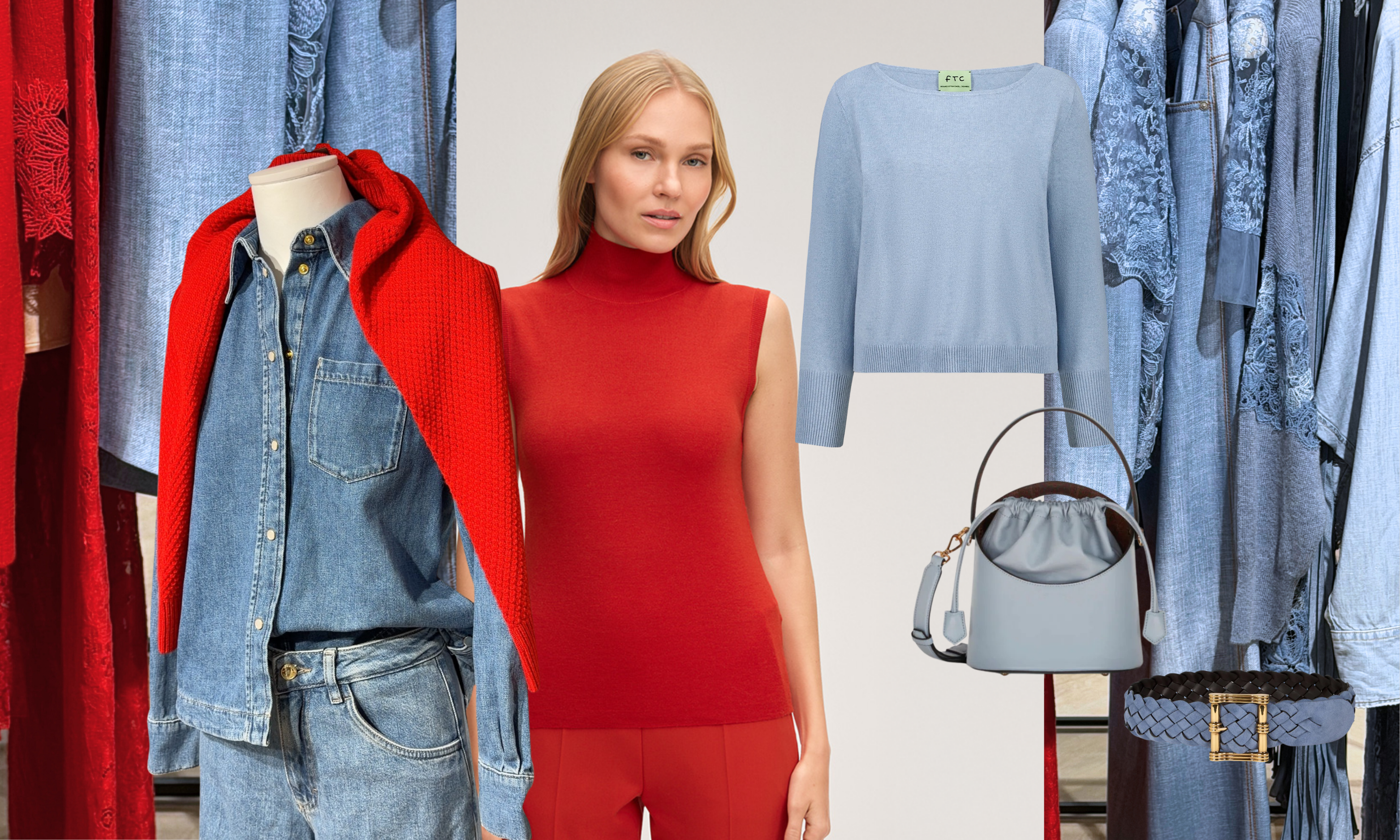 Bold Red and Soft Blue