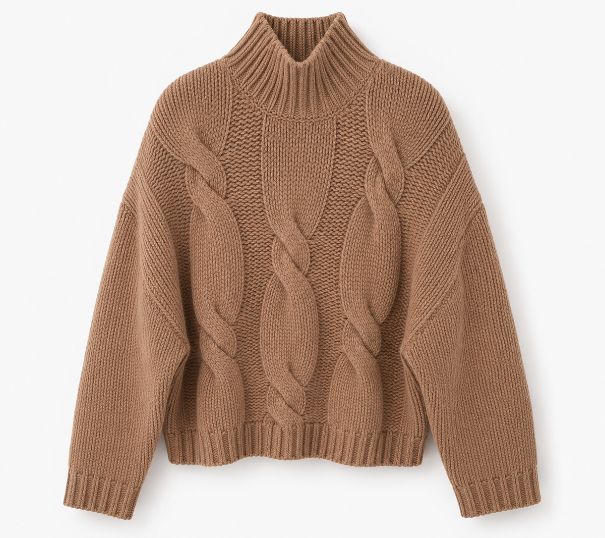 Cable-Knit High-Neck Sweater