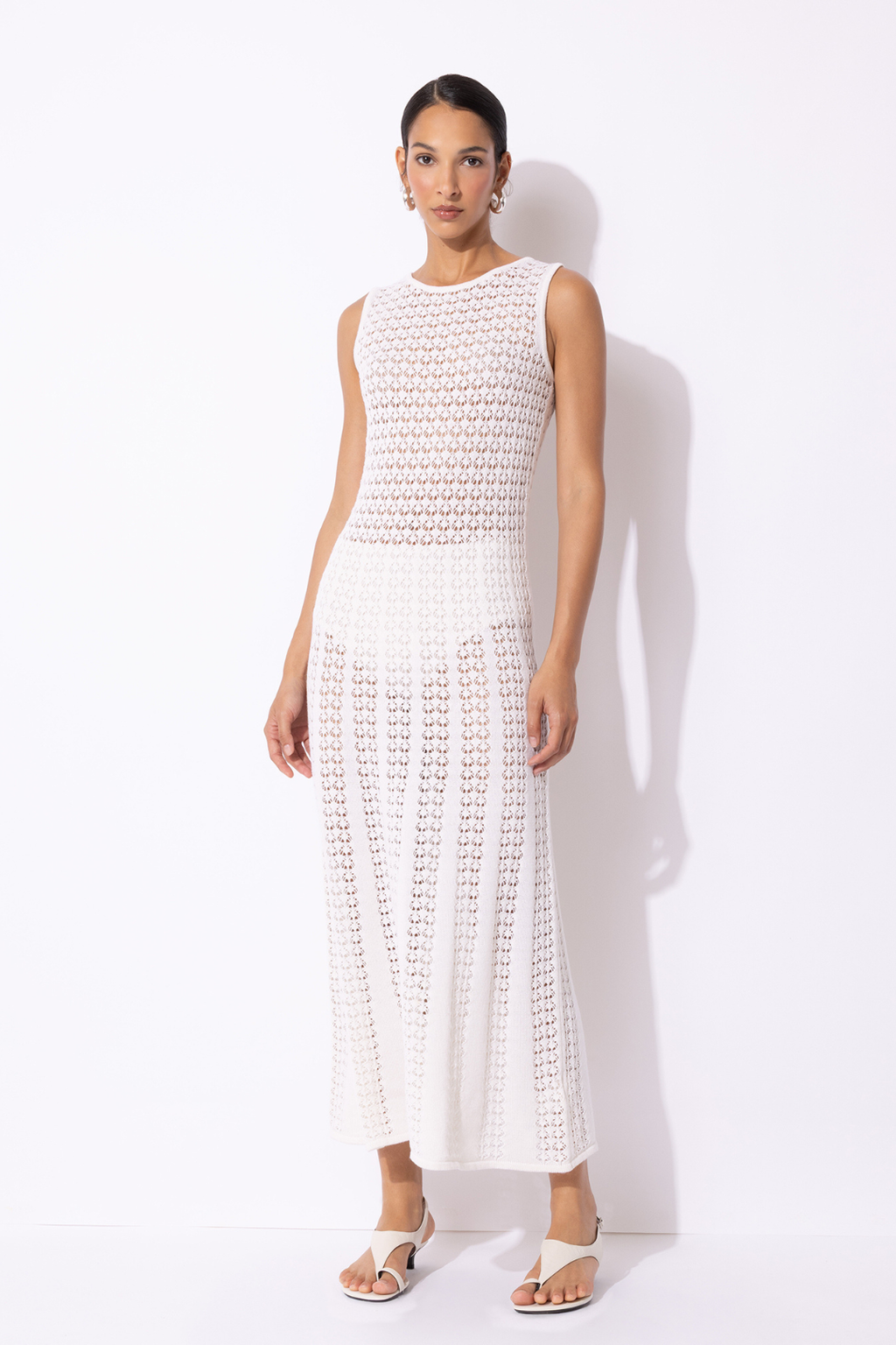 Sleeveless Open-Knit Maxi Dress