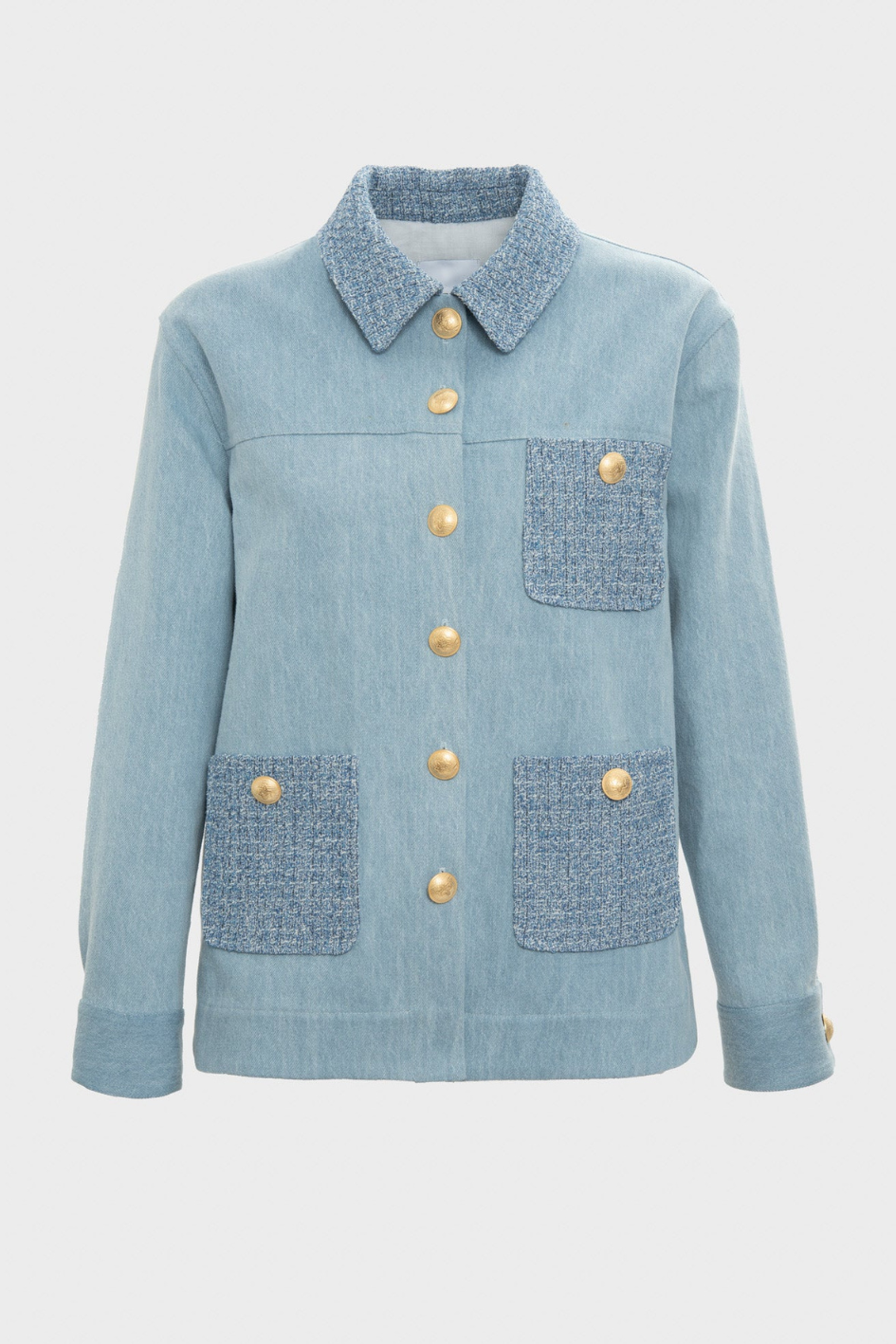 Tweed and denim overshirt