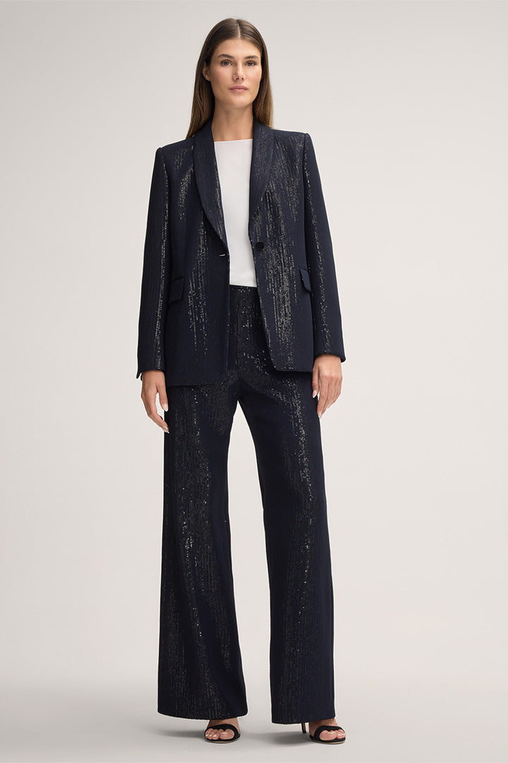 Pailletten-Chiffon-Blazer in Navy