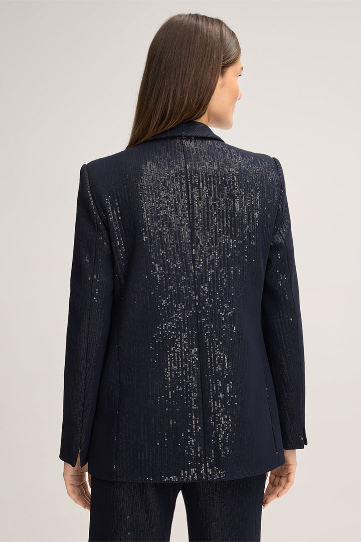 Pailletten-Chiffon-Blazer in Navy