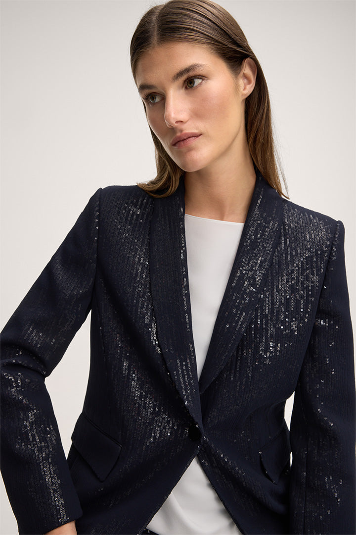 Pailletten-Chiffon-Blazer in Navy