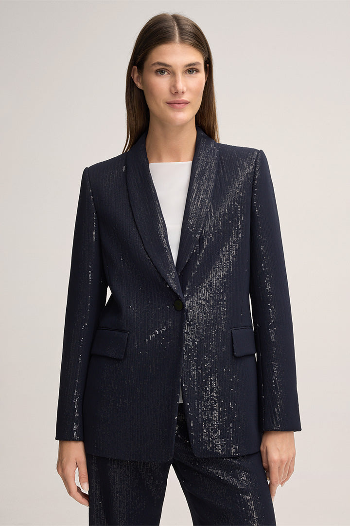 Pailletten-Chiffon-Blazer in Navy