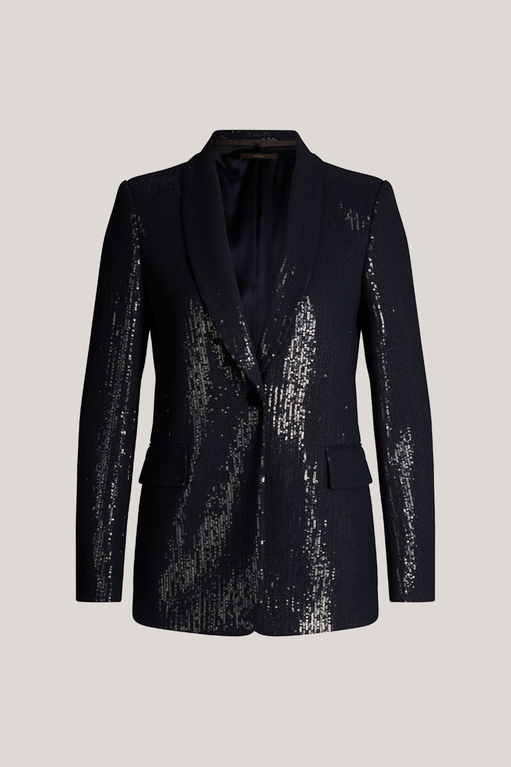 Pailletten-Chiffon-Blazer in Navy