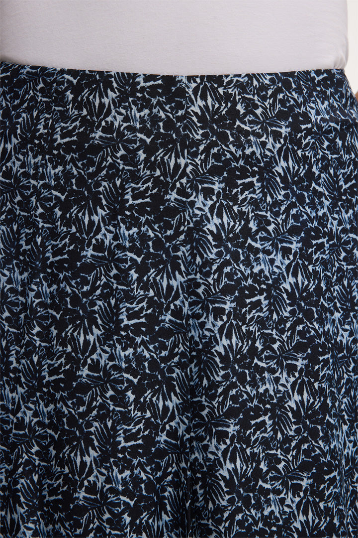 Seiden-Viskosemix-Print-Maxi-Rock in Blau