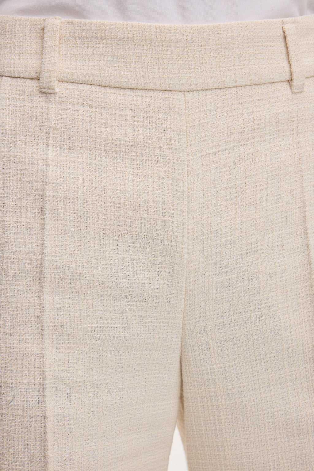 Baumwollmix-Bundfalten-Culotte-Hose in Ecru