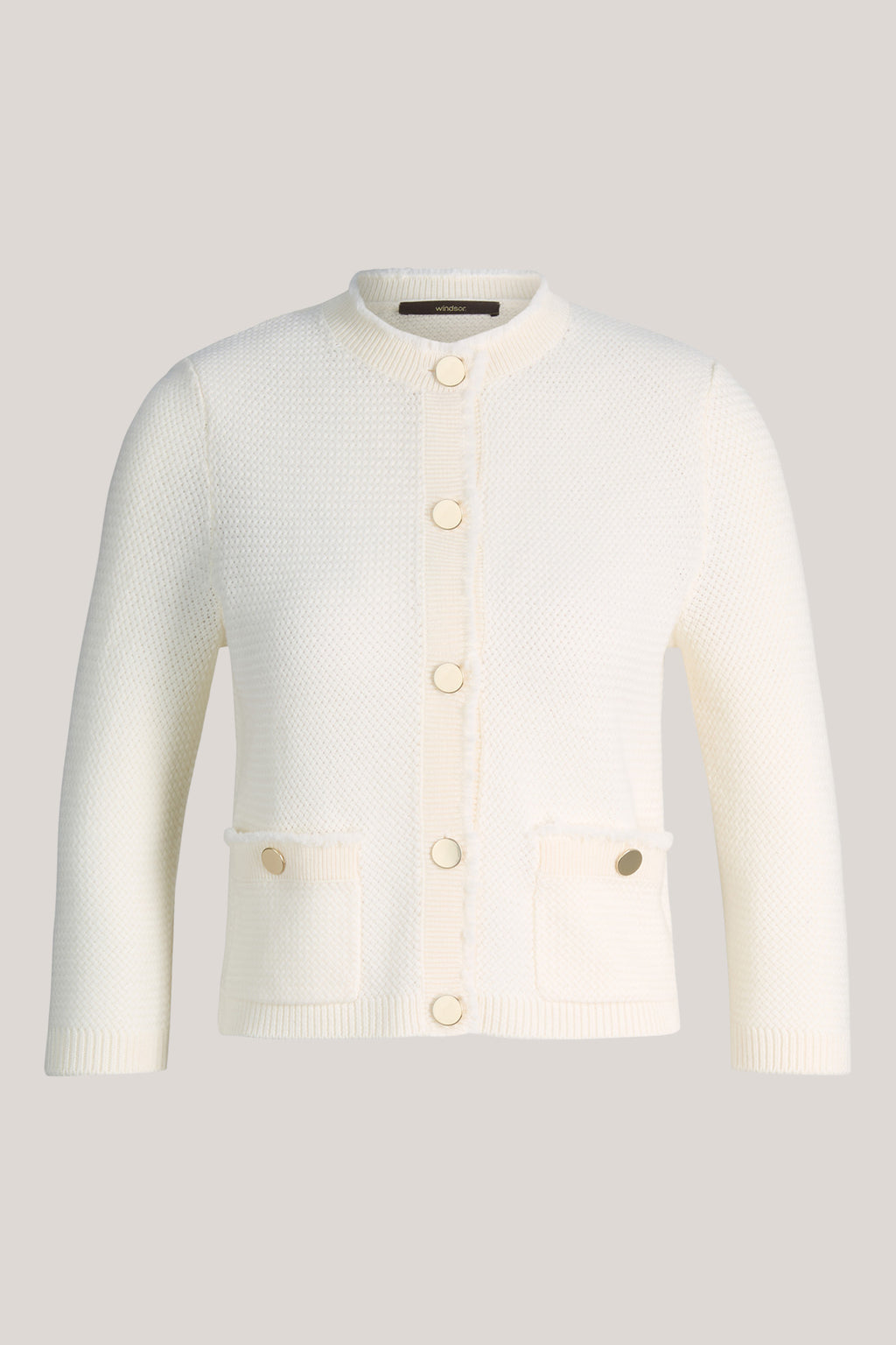 Merino-Strick-Cardigan in Ecru