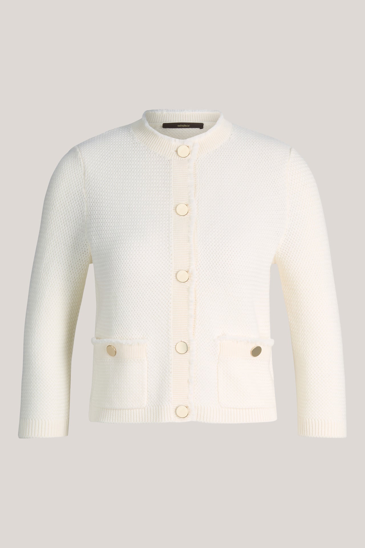 Merino-Strick-Cardigan in Ecru