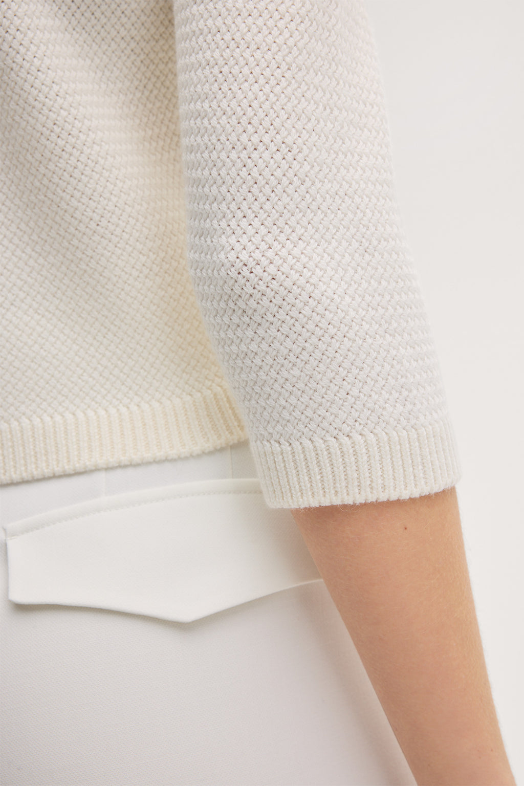 Merino-Strick-Cardigan in Ecru