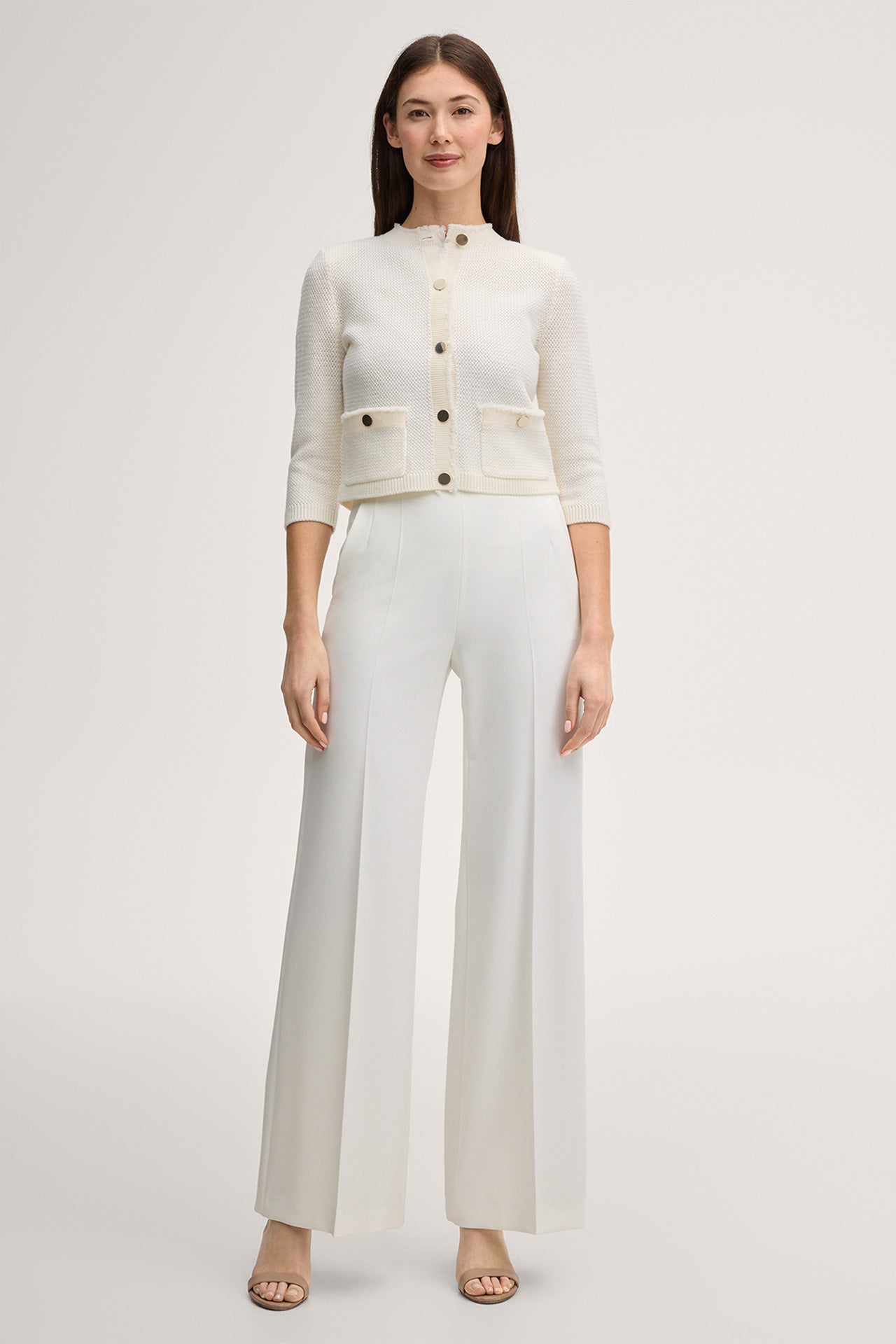 Merino-Strick-Cardigan in Ecru