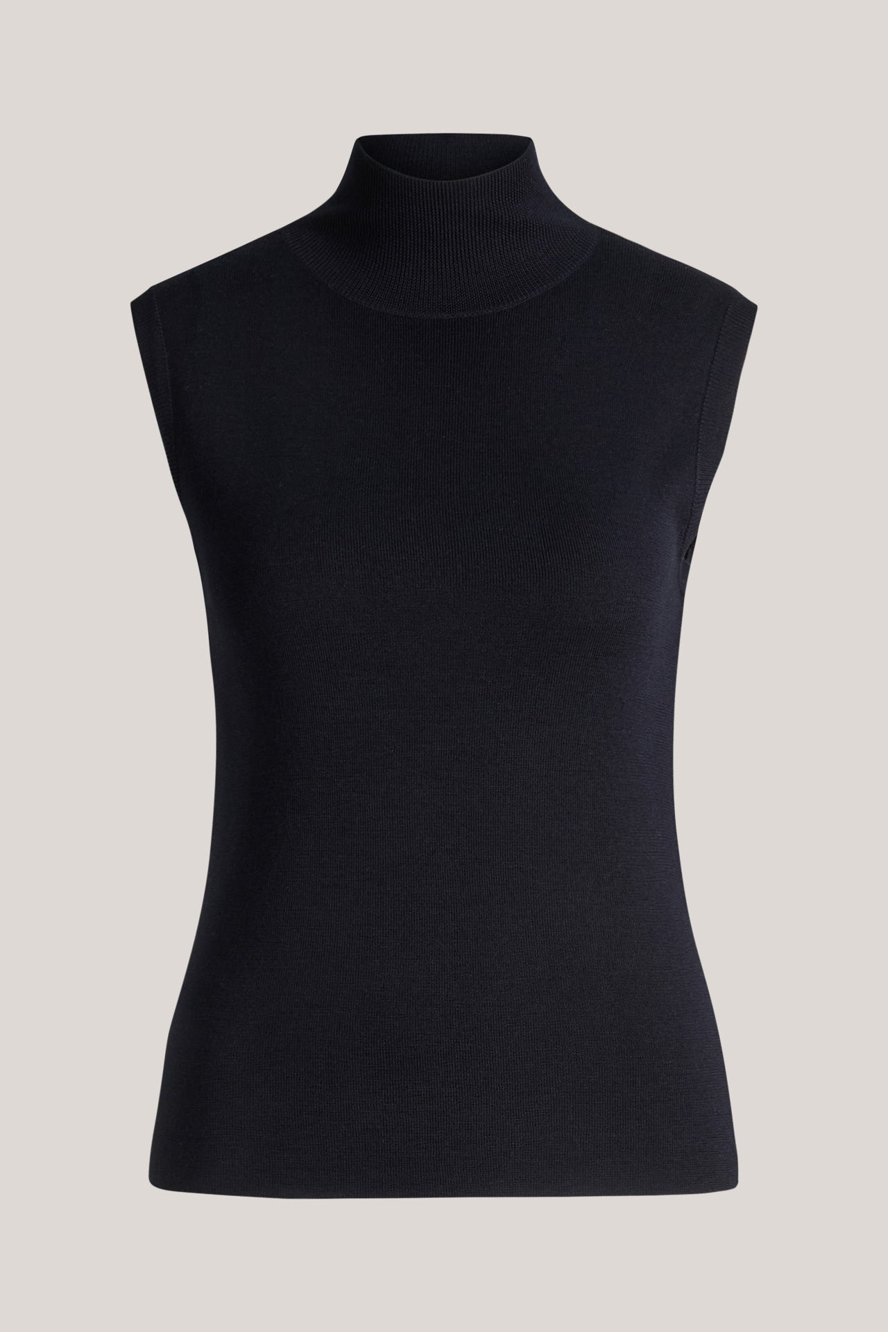 Schurwoll-Seidenmix-Rollkragen-Top in Navy