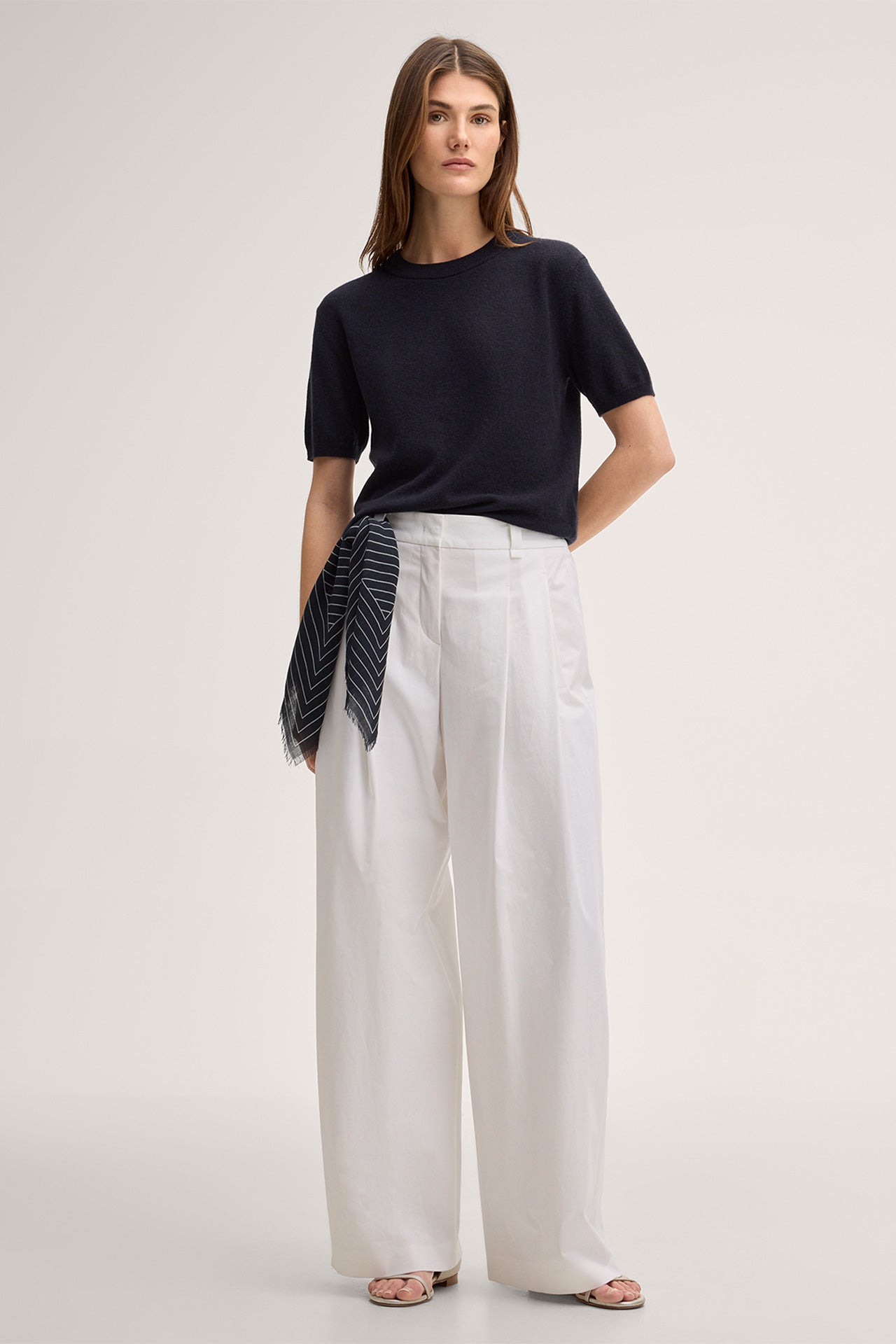 Cashmere-Kurzarm-Shirt in Navy