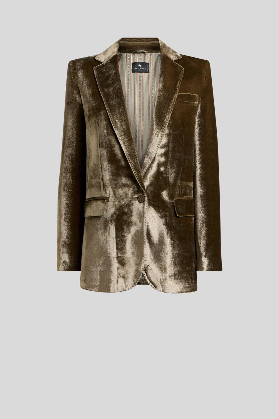 Grey Olive Velvet Tailored Blazer