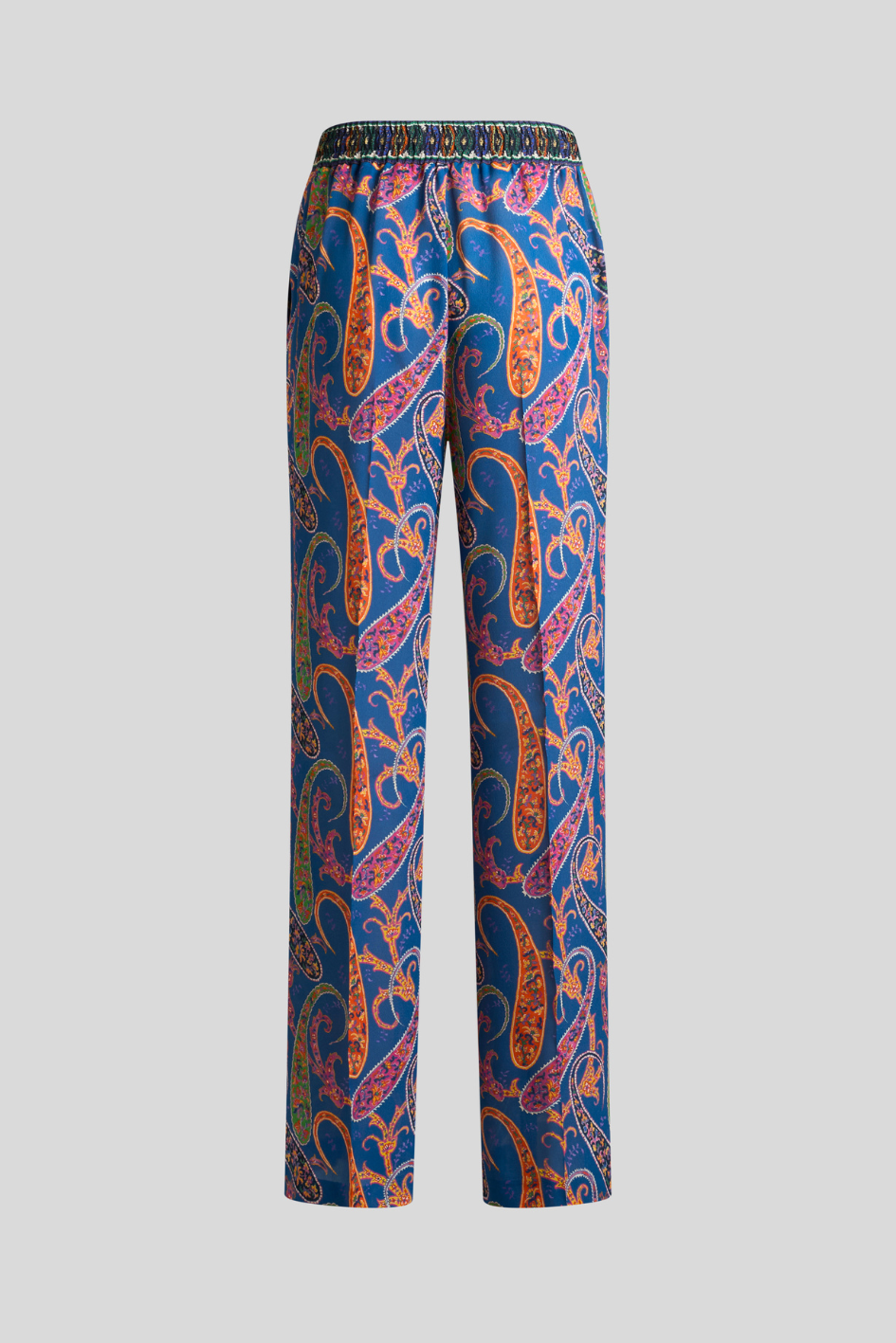 Paisley Print Drawstring Trousers in Blue