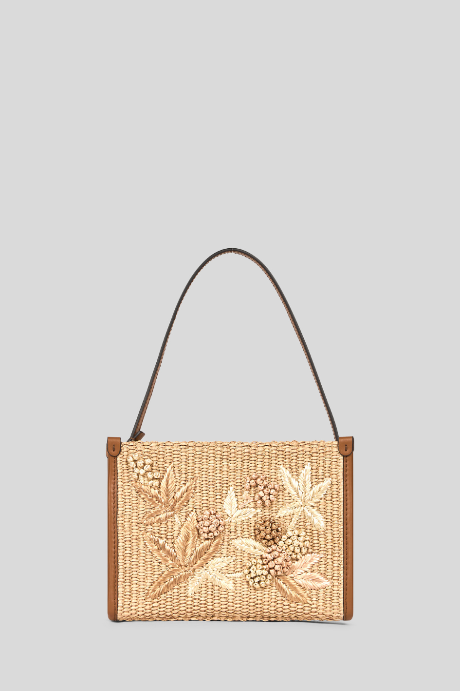 Embroidered Woven Straw Bag