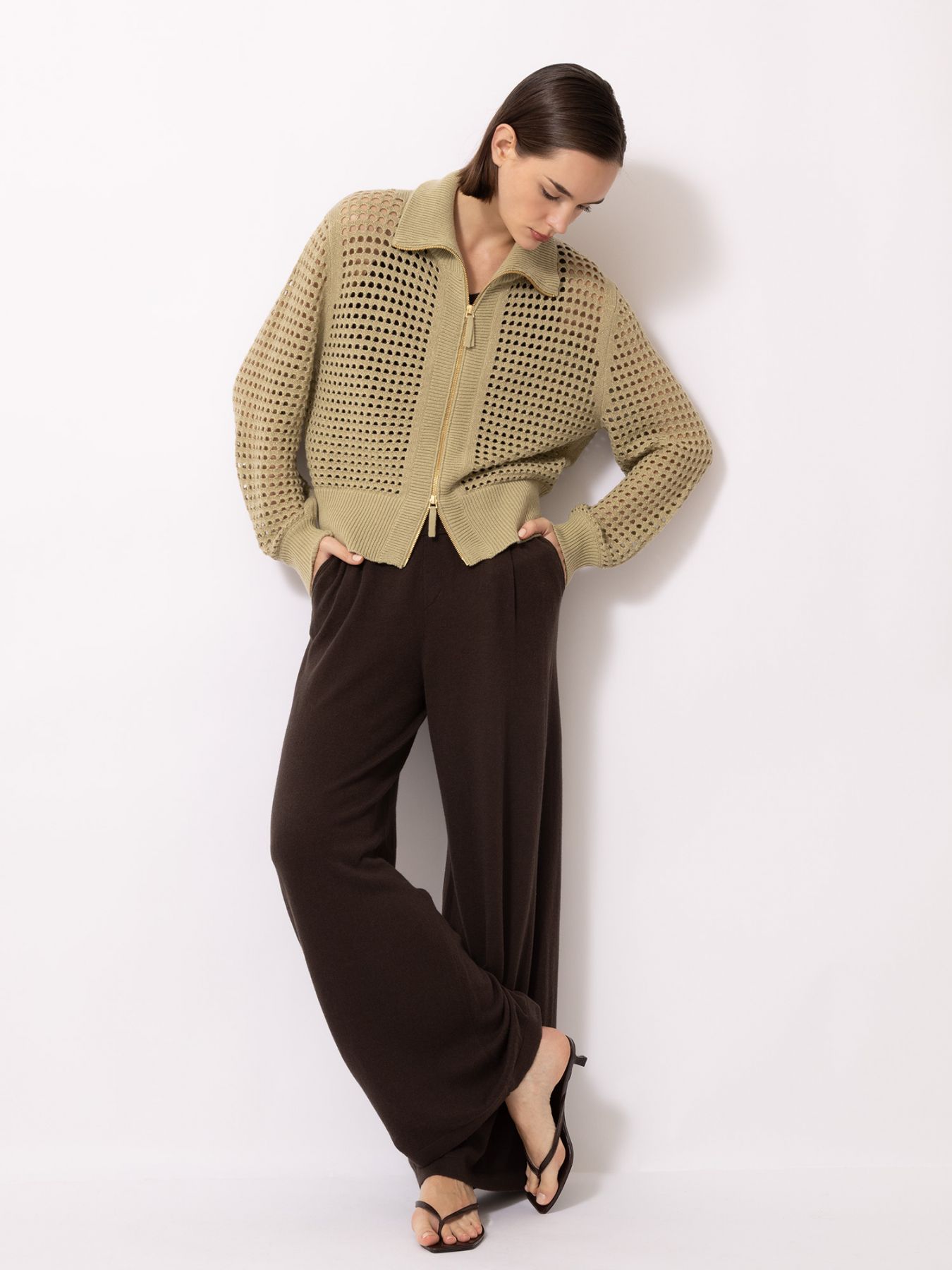 Ajour-Cardigan mit Lurex
