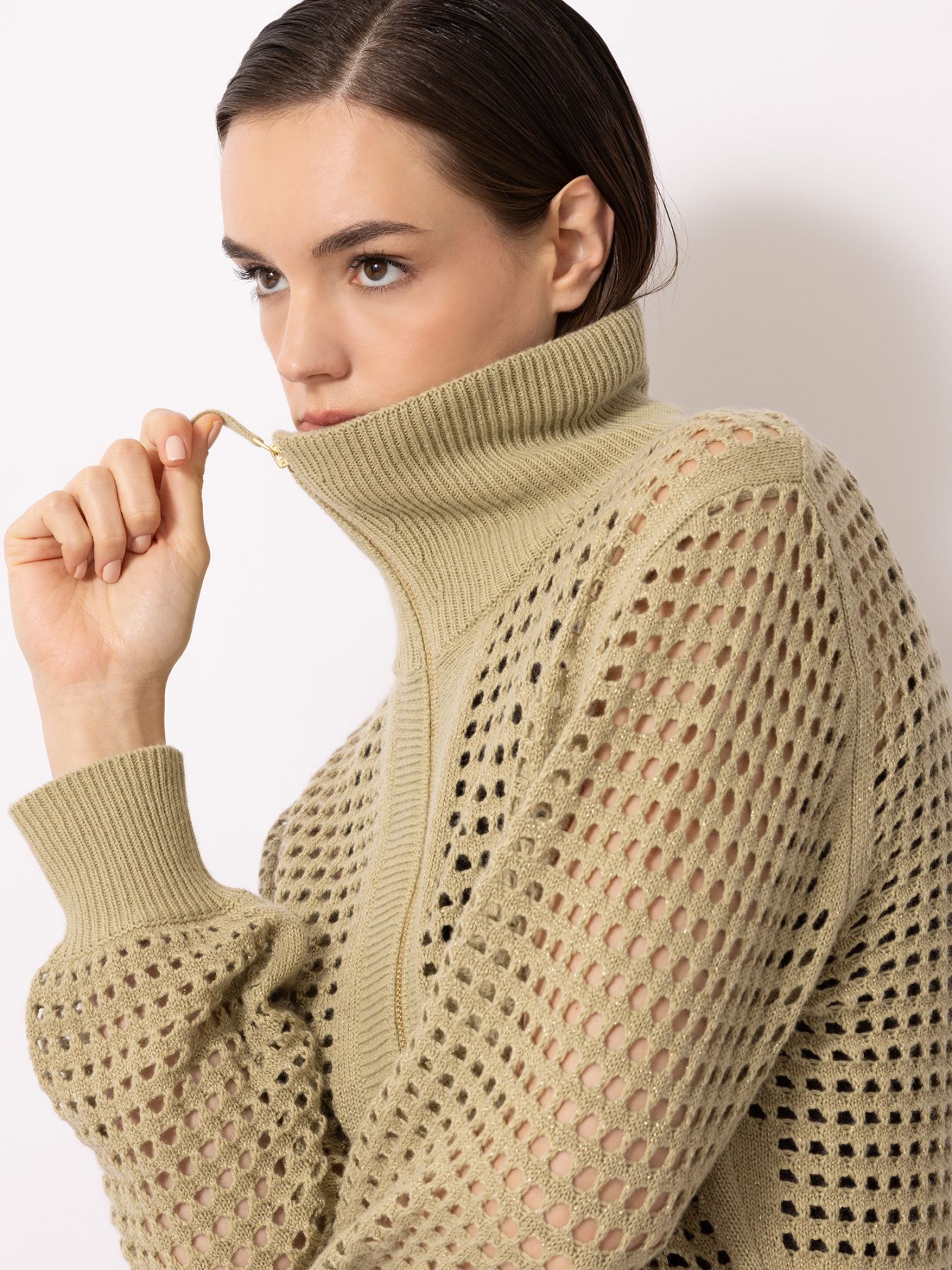 Ajour-Cardigan mit Lurex