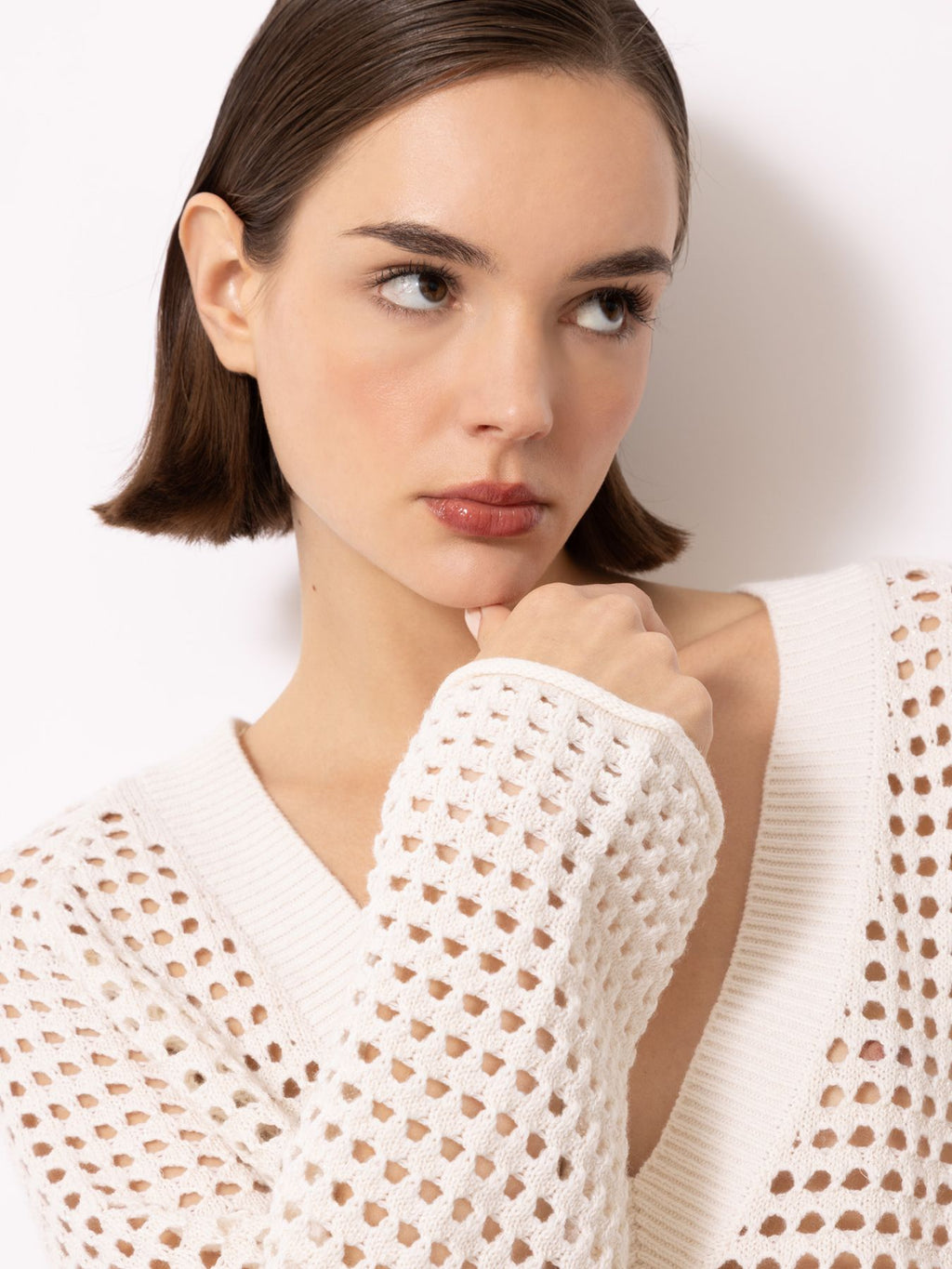 Ajour-Pullover mit Lurex