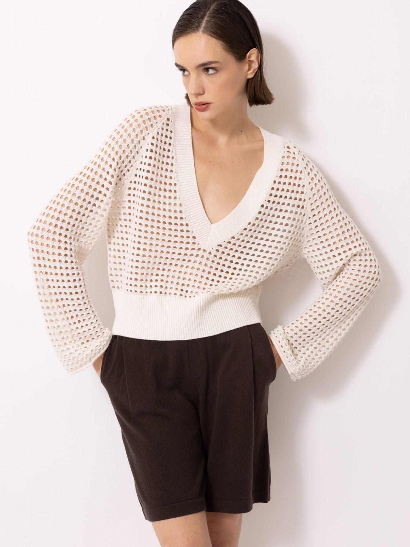 Ajour-Pullover mit Lurex