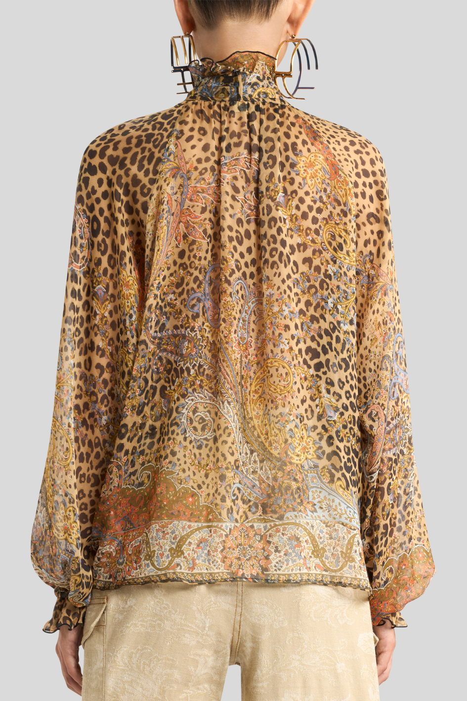 Leopard Print Blouse with Paisley Pattern