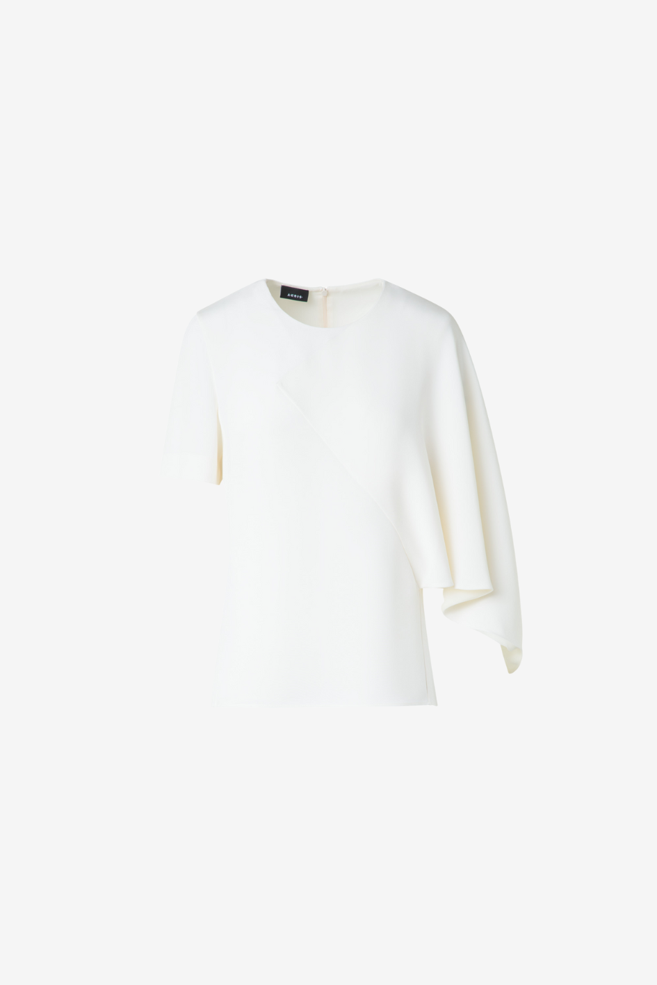 Asymmetrical Silk Blouse with Cape Detail