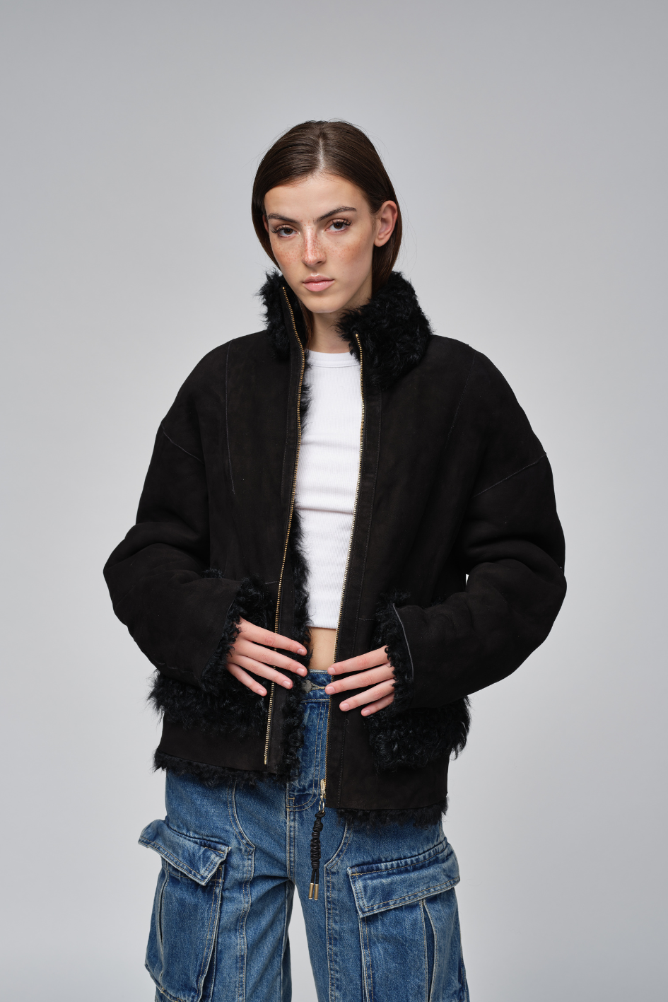 Black reversible Shearling Jacket
