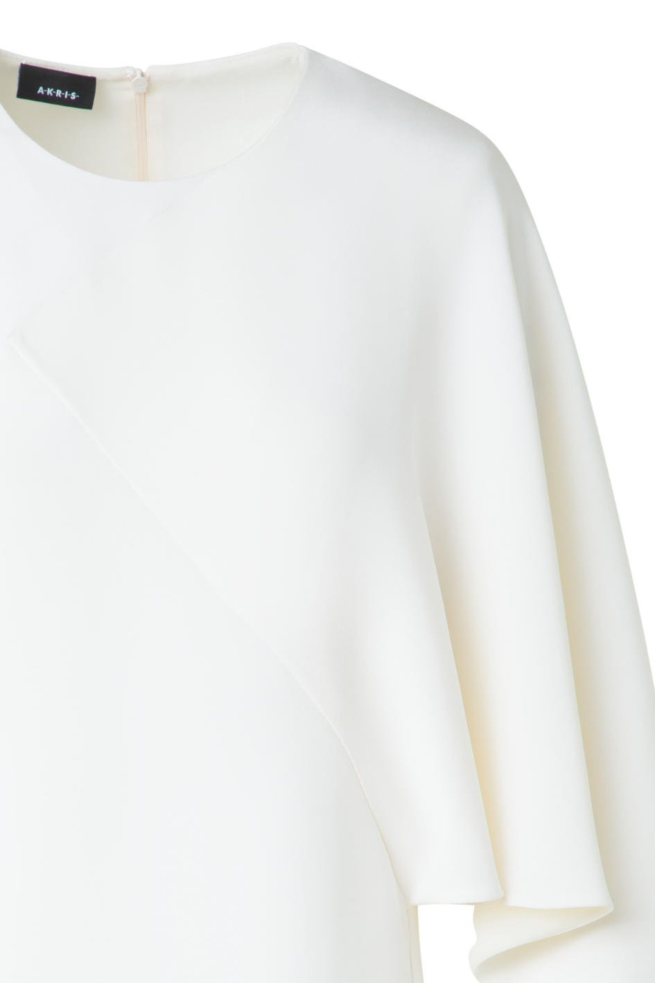 Asymmetrical Silk Blouse with Cape Detail