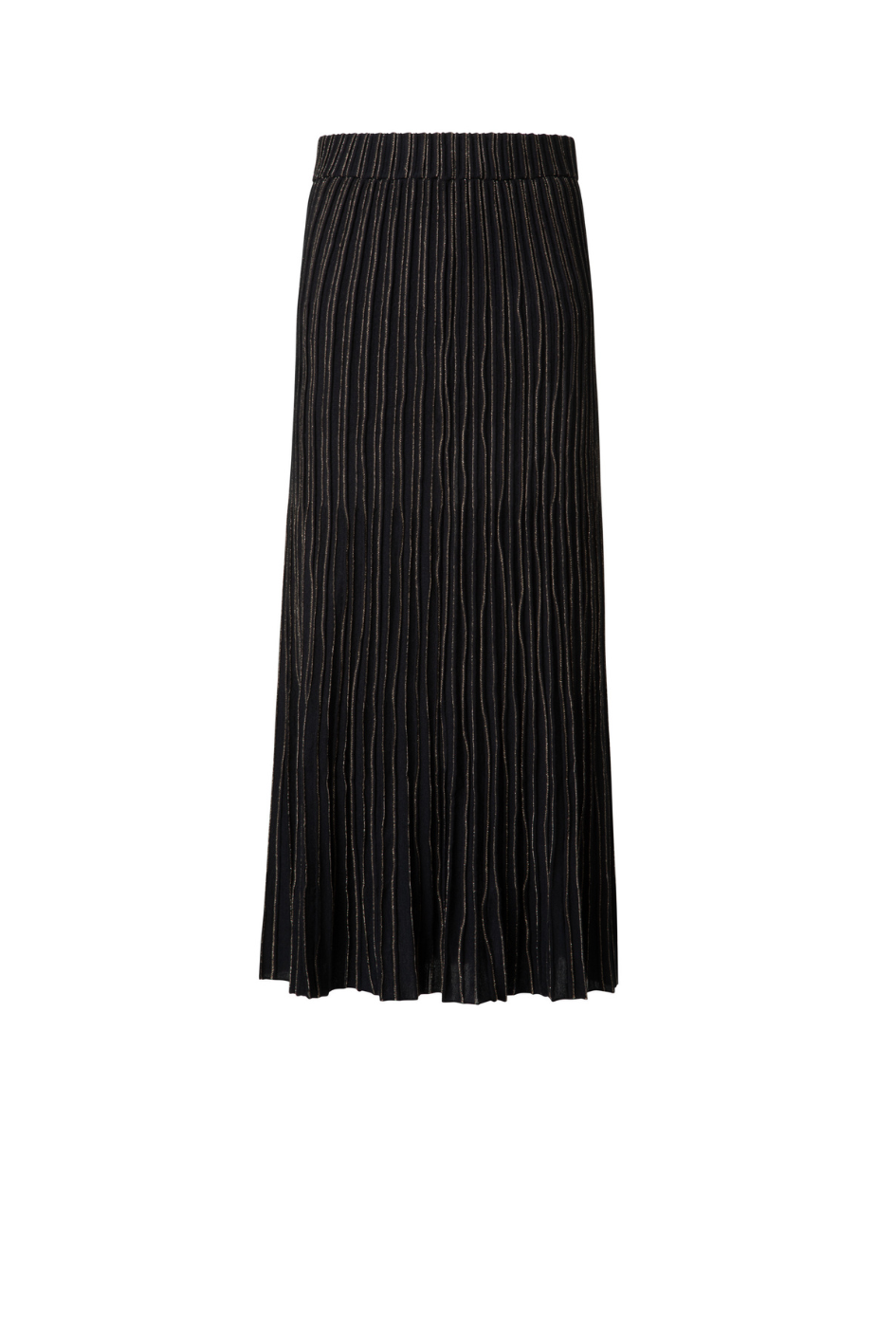 Midi Knit Skirt with gold Lurex Stripes