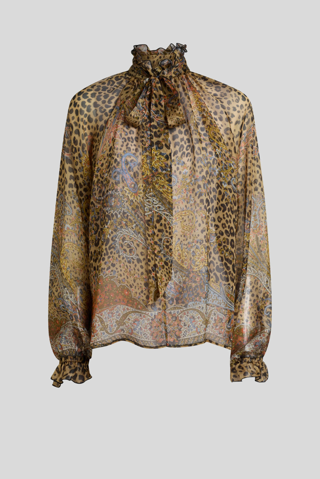 Leopard Print Blouse with Paisley Pattern