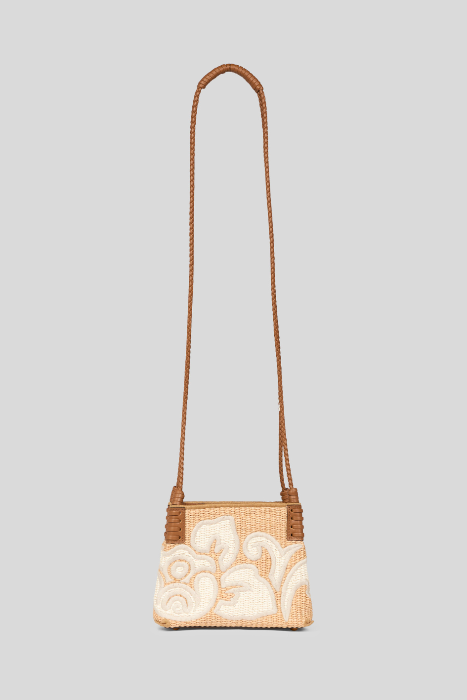 Woven Handbag with Floral Design