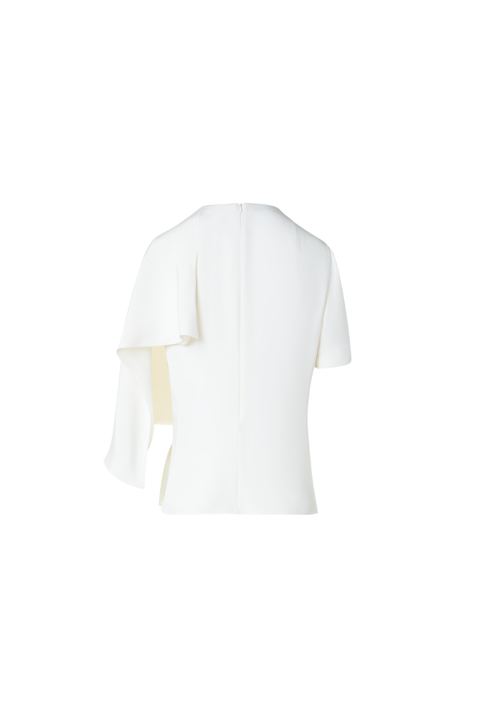 Asymmetrical Silk Blouse with Cape Detail