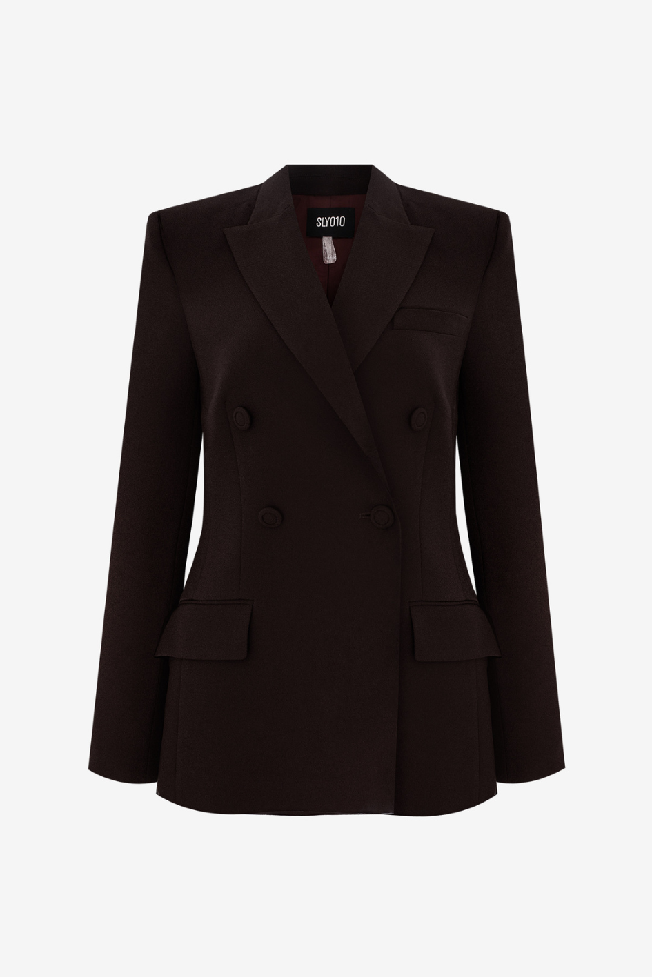 Double-breasted blazer in crêpe envers satin