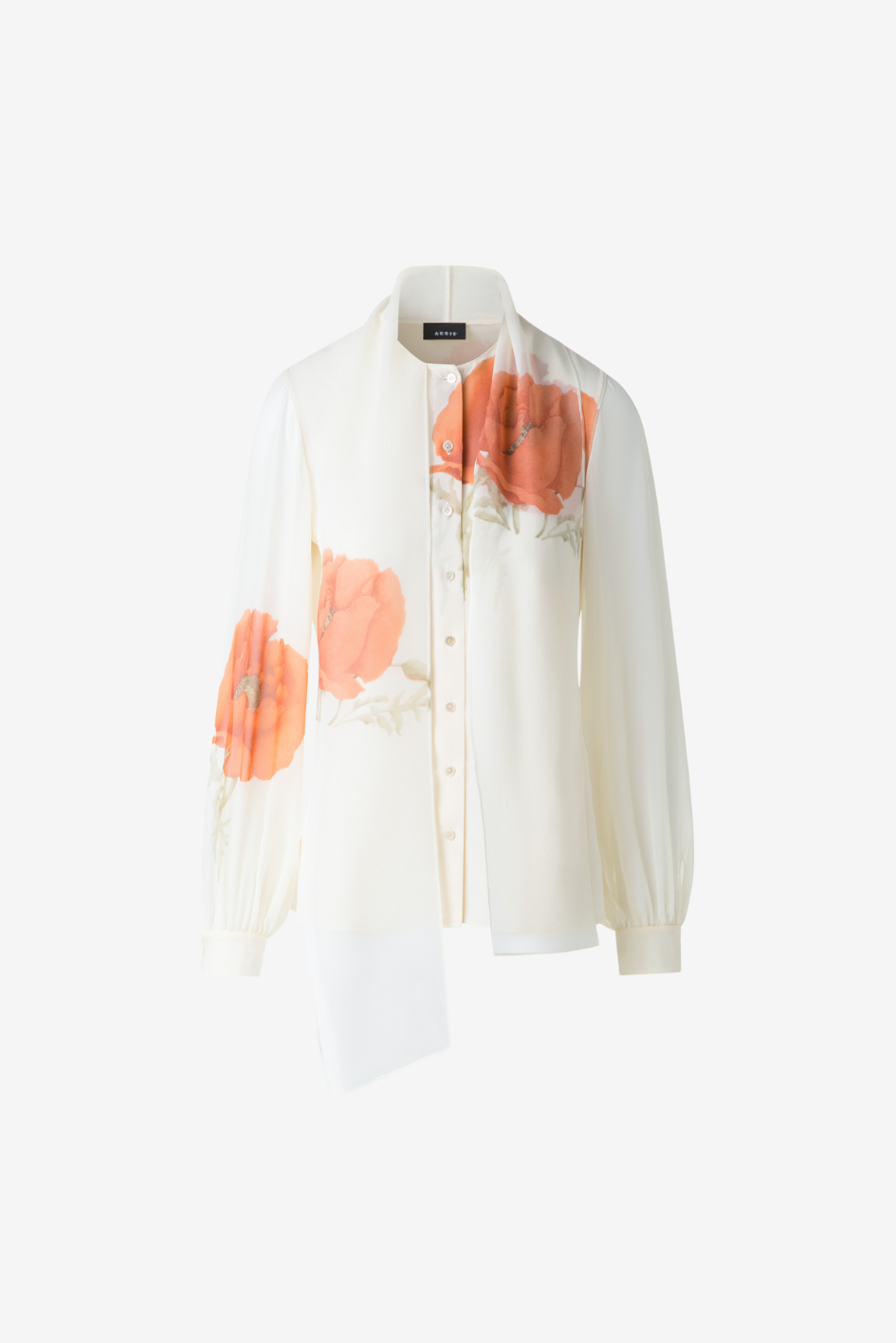 Silk Crepe Blouse with Scarf Detail