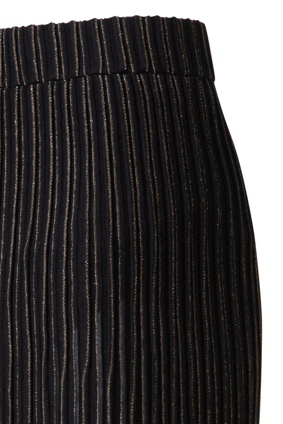 Midi Knit Skirt with gold Lurex Stripes