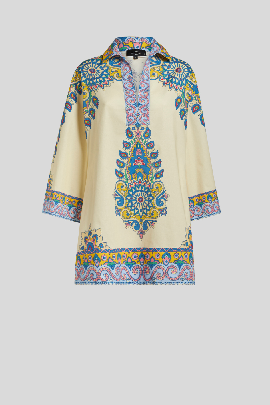 Vibrant Printed Tunic with Paisley and Floral Patterns