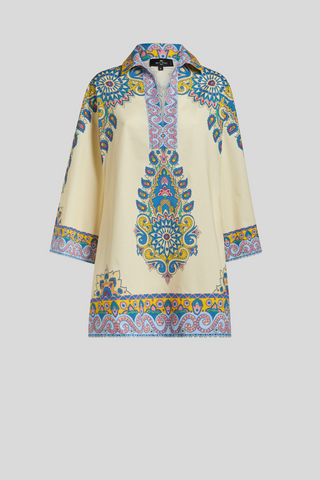 Vibrant Printed Tunic with Paisley and Floral Patterns