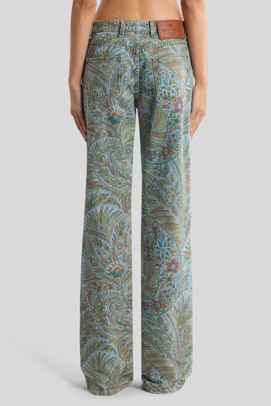 Paisley Print Wide-Leg Jeans