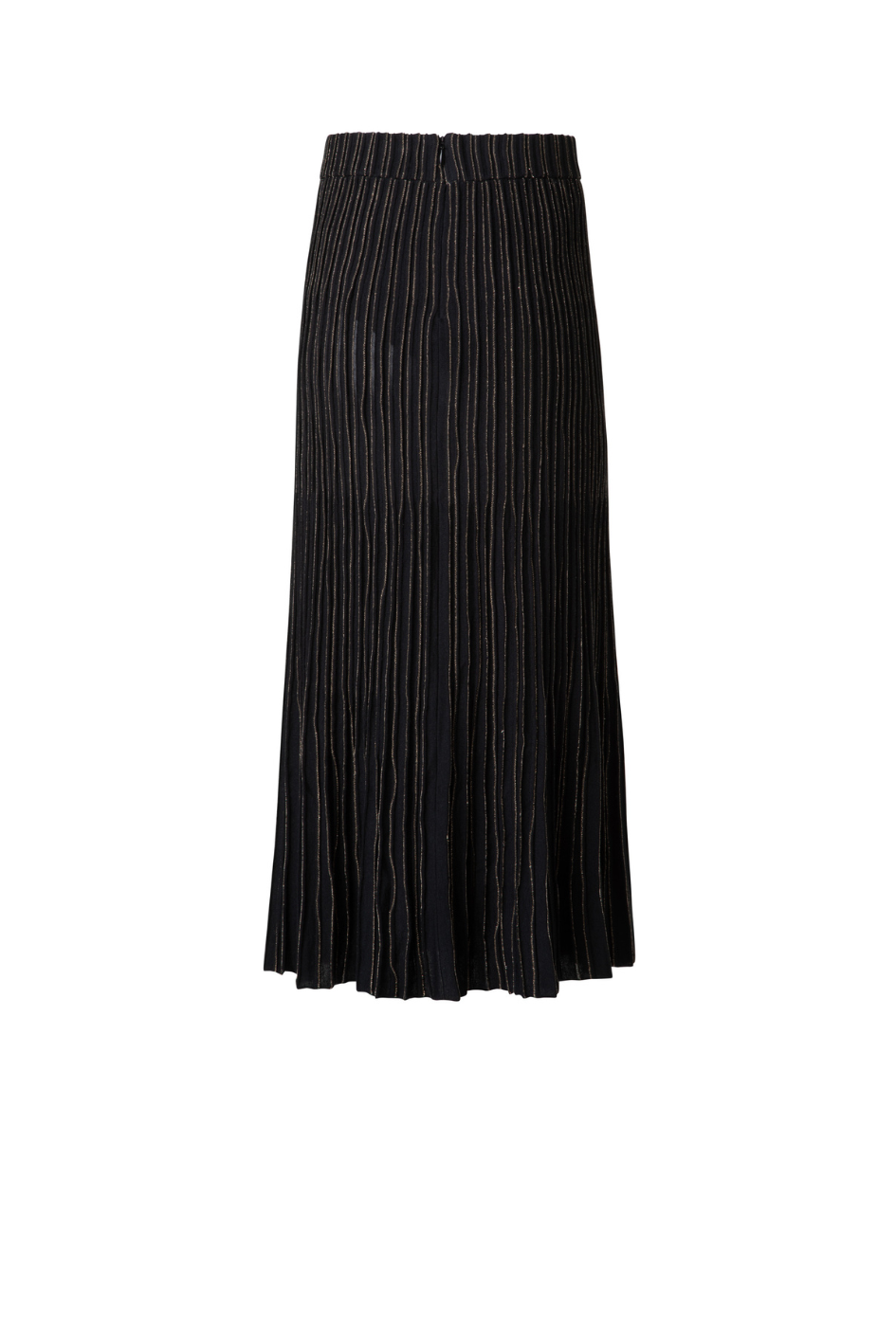 Midi Knit Skirt with gold Lurex Stripes