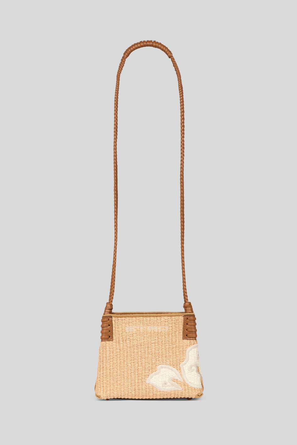 Woven Handbag with Floral Design