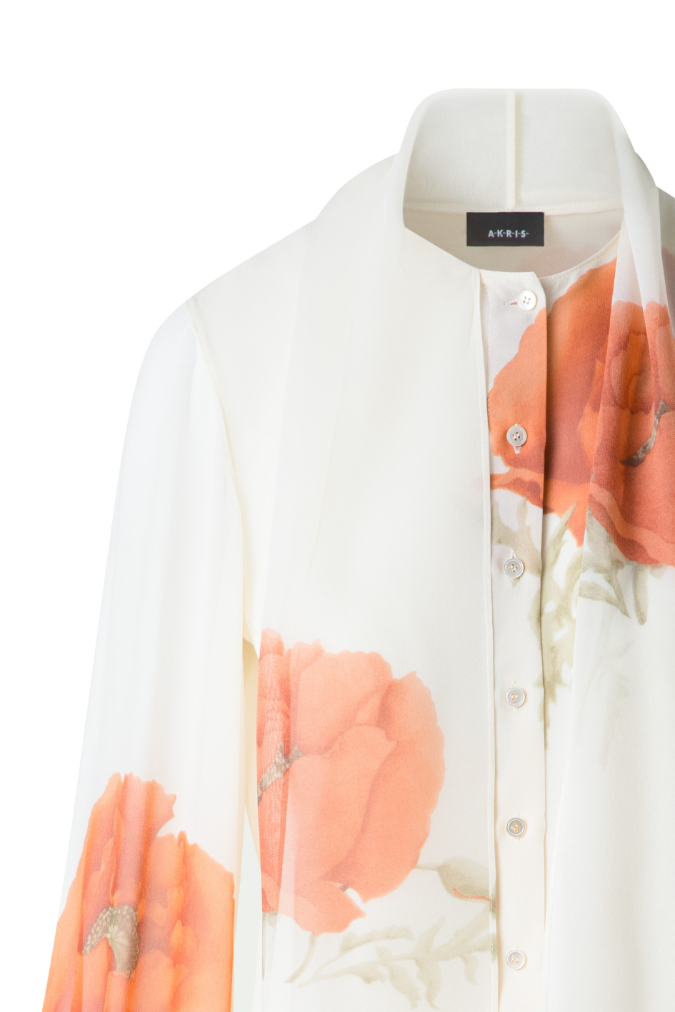 Silk Crepe Blouse with Scarf Detail