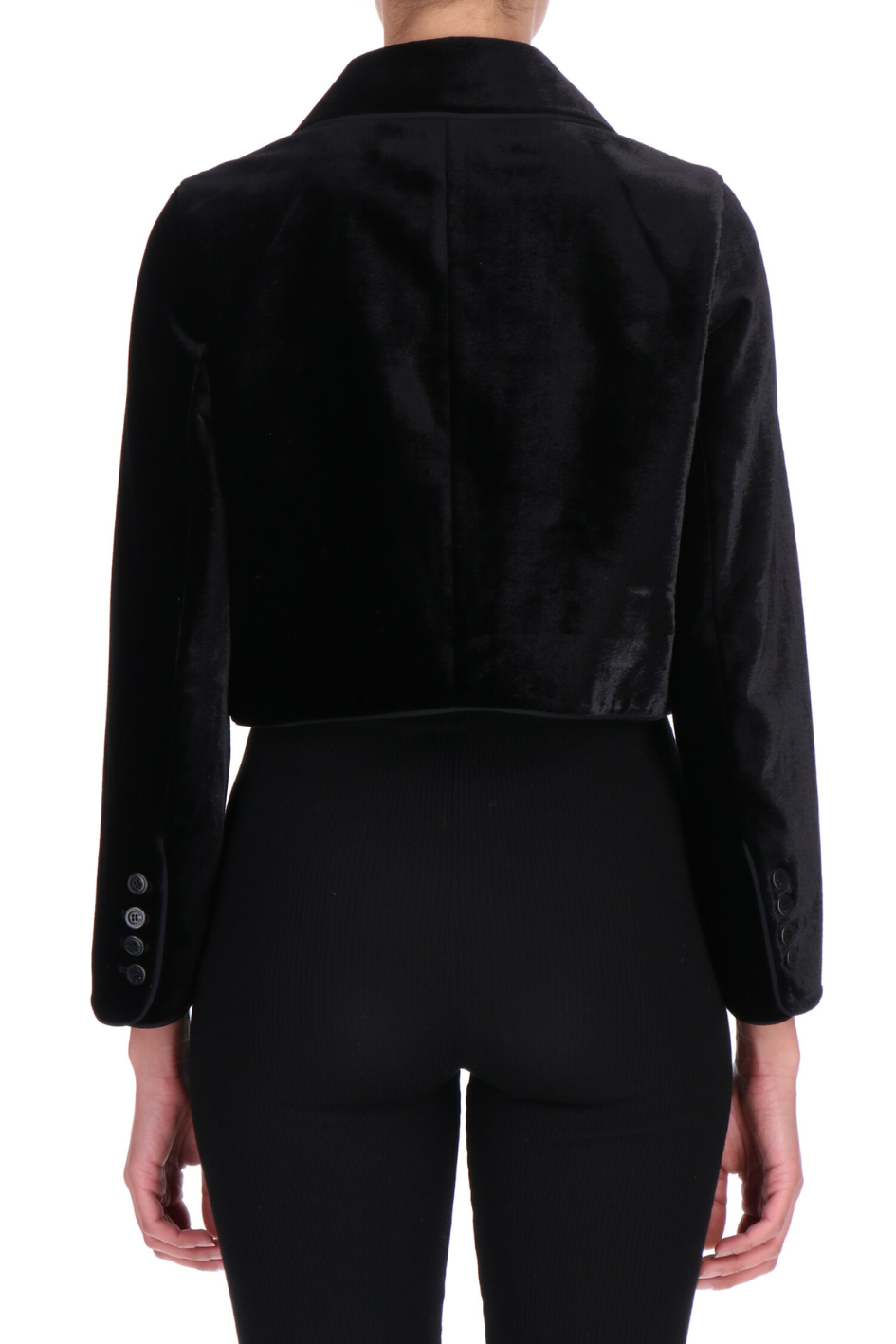 Cropped Velvet Double-Breasted Jacket