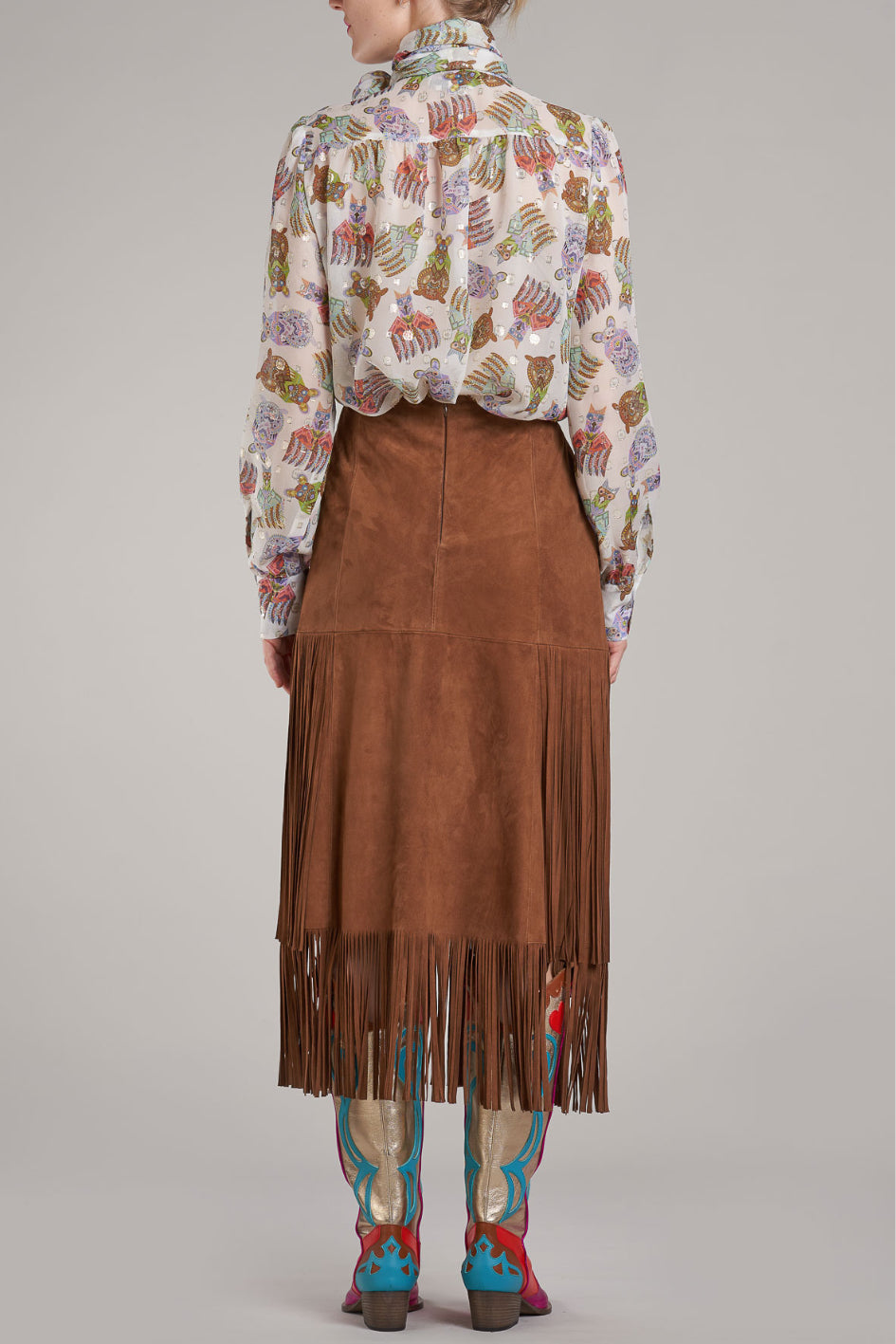 Fringed Suede Skirt