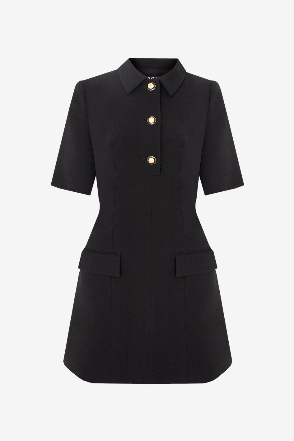 Mini dress with shirt collar and decorative buttons