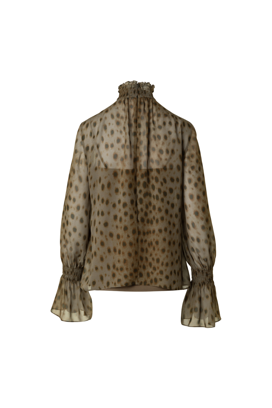 Sheer Print Blouse with Smocked Details