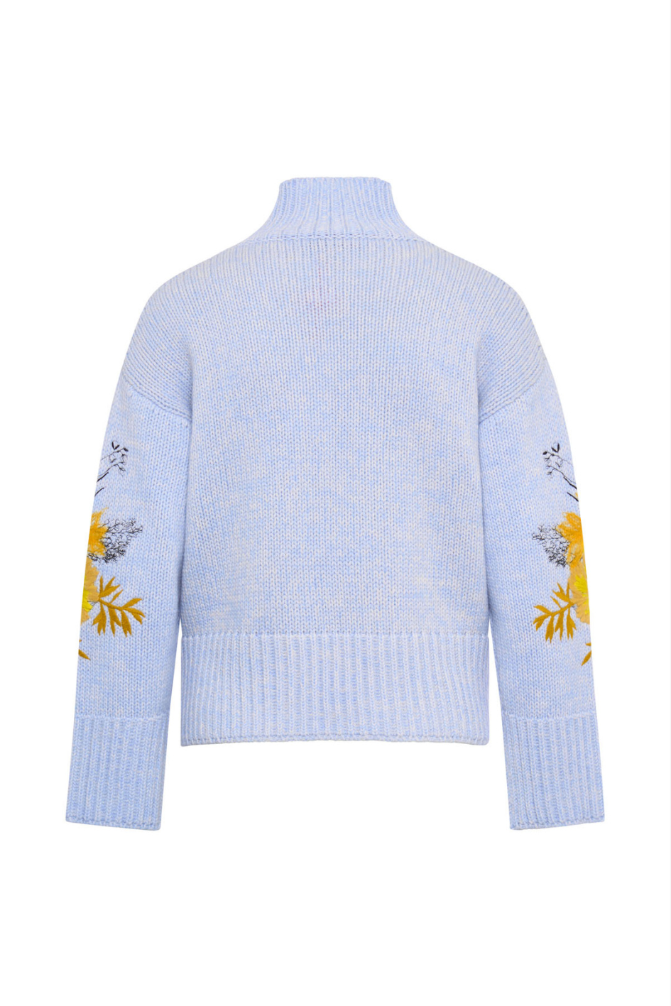 Cropped Knit Sweater with Floral Embroidery