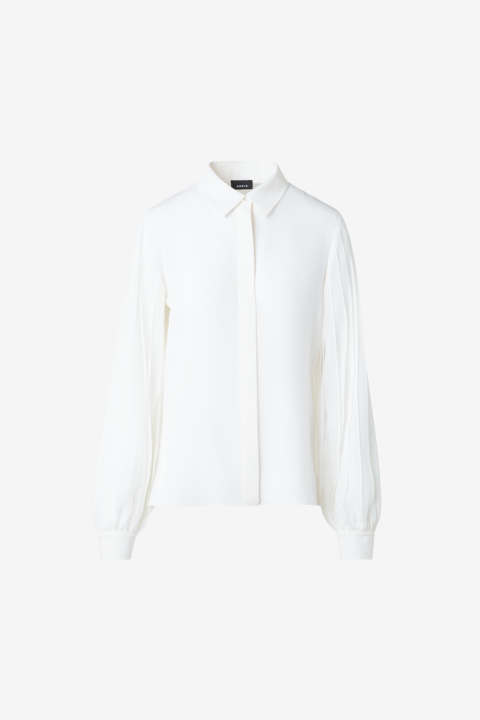 Silk Crepe Blouse with Shirt Collar