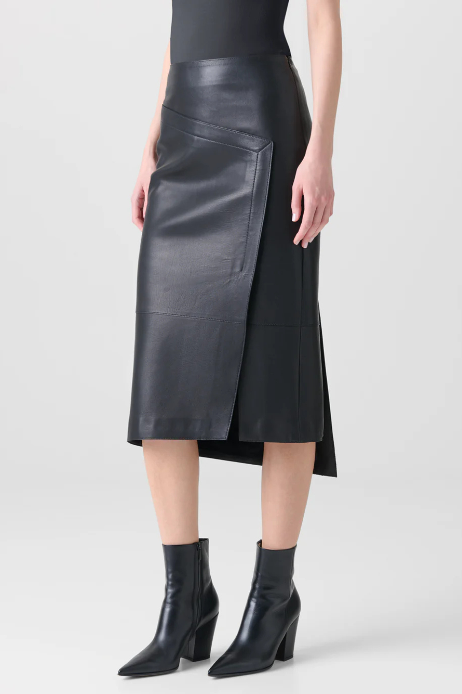 Asymmetric Leather Skirt
